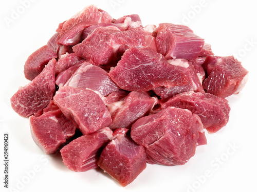 Fotografi Raw Turkey Leg Goulash  on white Background - Isolated