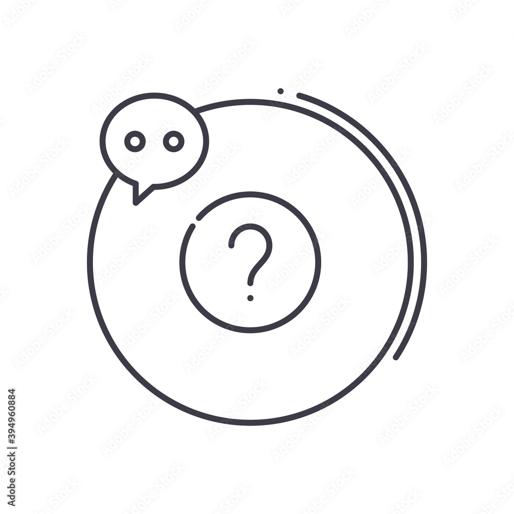 Faq section icon, linear isolated illustration, thin line vector, web design sign, outline concept symbol with editable stroke on white background. Faq section icon, linear isolated illustration, thin line vector, web design sign, outline concept symbol with editable stroke on white background.