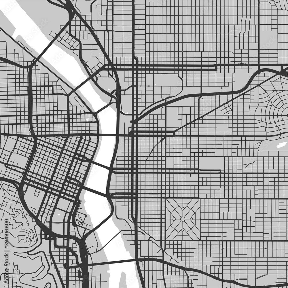 Street Map Of Portland Oregon Urban City Map Of Portland. Vector Poster. Grayscale Street Map. Stock  Vector | Adobe Stock