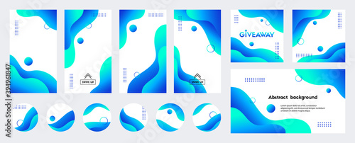 Abstract blue liquid trendy vector backgrounds with copy space for text. Social media stories, posts, highlights