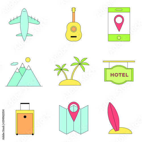 set of trip and travel icons vector illustration
