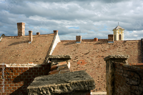 Old tiled roofs in Szentendre, Hungary photo