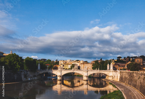 Rome cityscape with Ponte Umberto I bridge over the Tiber Italy Europe