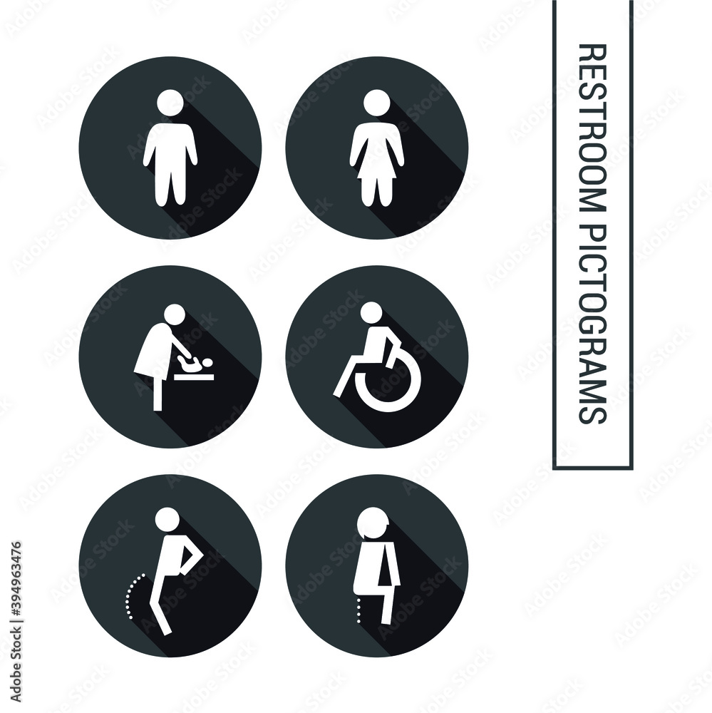 Vector image. Pictograms for women, handicapped, changing table, babies and men's restrooms. Vector image. Pictograms for women, handicapped, changing table, babies and men's restrooms.