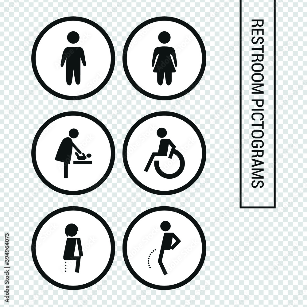 Vector image. Pictograms for women, handicapped, changing table, babies