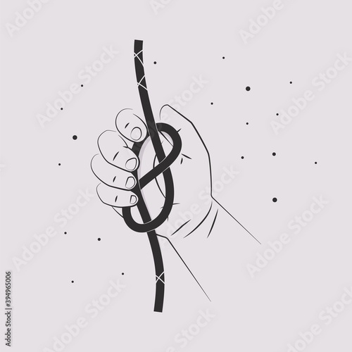 hand holds a knot called figure eight