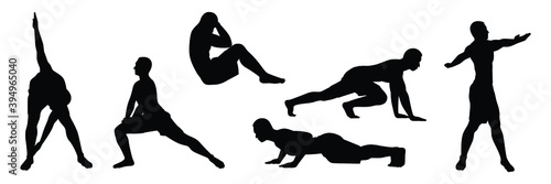 Set of healthy sport man silhouette vector