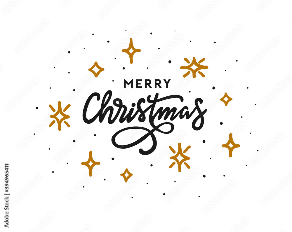 Christmas lettering with stars and snow. Merry Christmas handwritten calligraphy. Vector illustration. Christmas lettering with stars and snow. Merry Christmas handwritten calligraphy. Vector illustration.