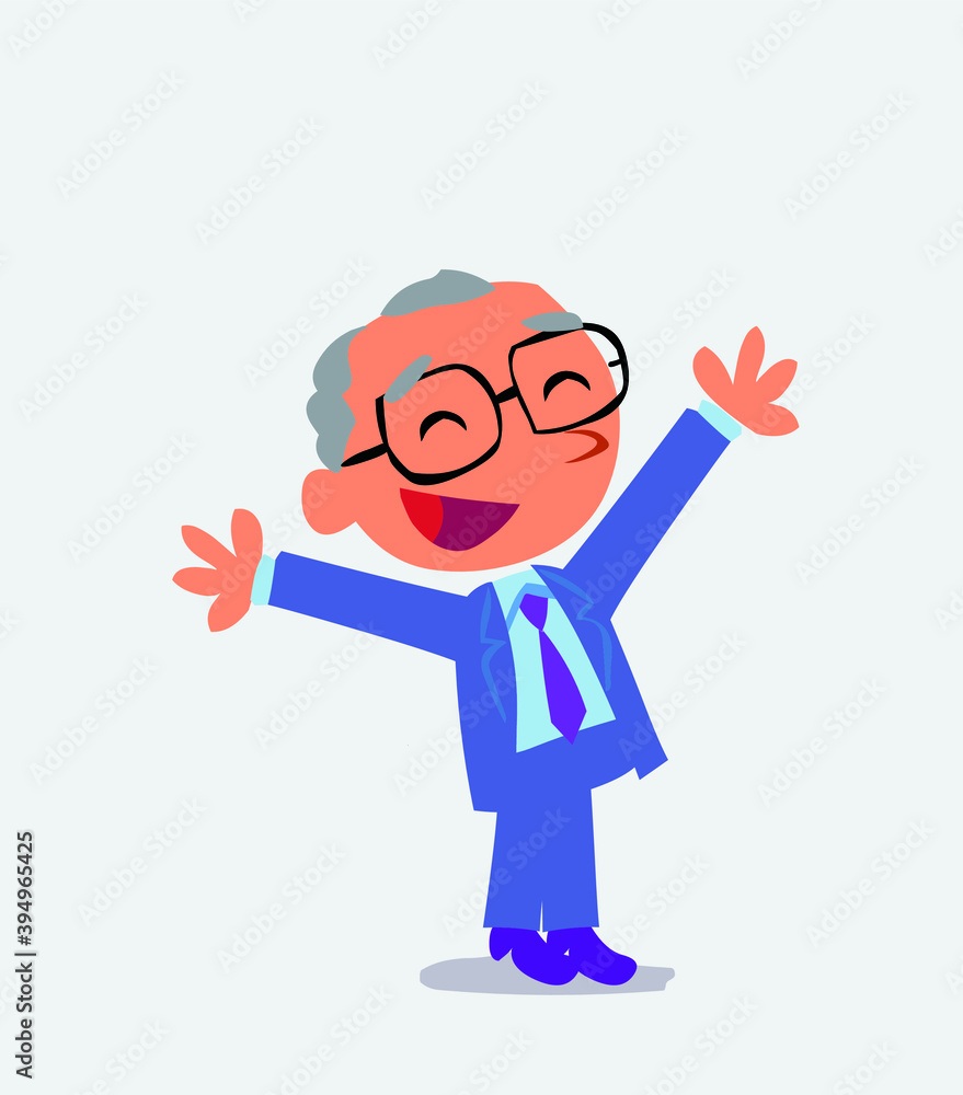 cartoon character of businessman celebrating something with joy.e