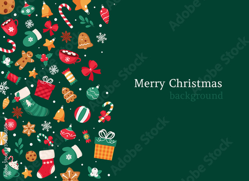 Merry Christmas background. Christmas elements collection. Vector illustration.	

