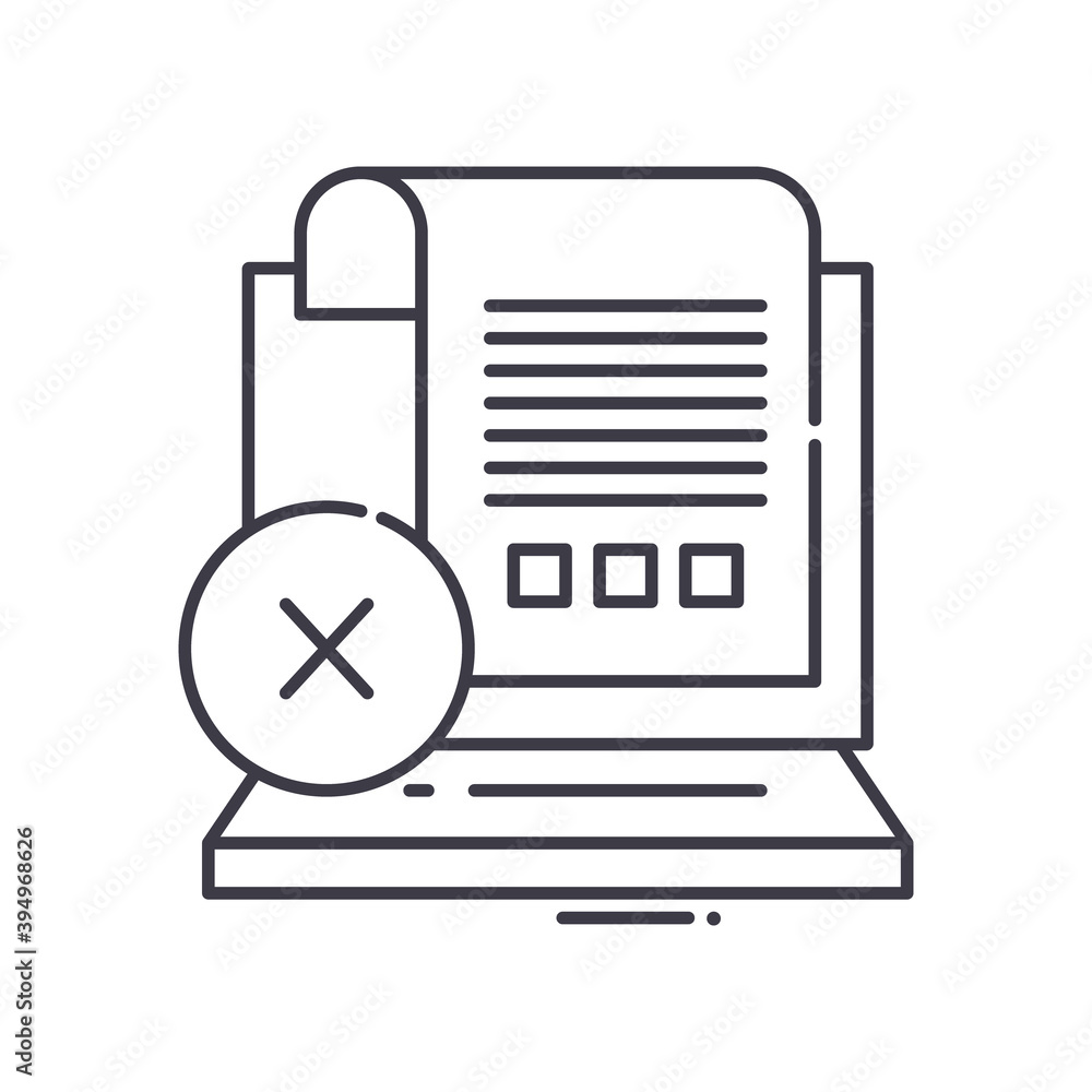 False test icon, linear isolated illustration, thin line vector, web design sign, outline concept symbol with editable stroke on white background. False test icon, linear isolated illustration, thin line vector, web design sign, outline concept symbol with editable stroke on white background.
