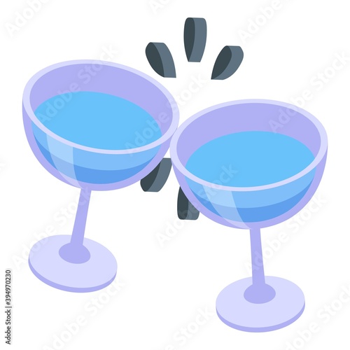 Water glass cheers icon. Isometric of water glass cheers vector icon for web design isolated on white background