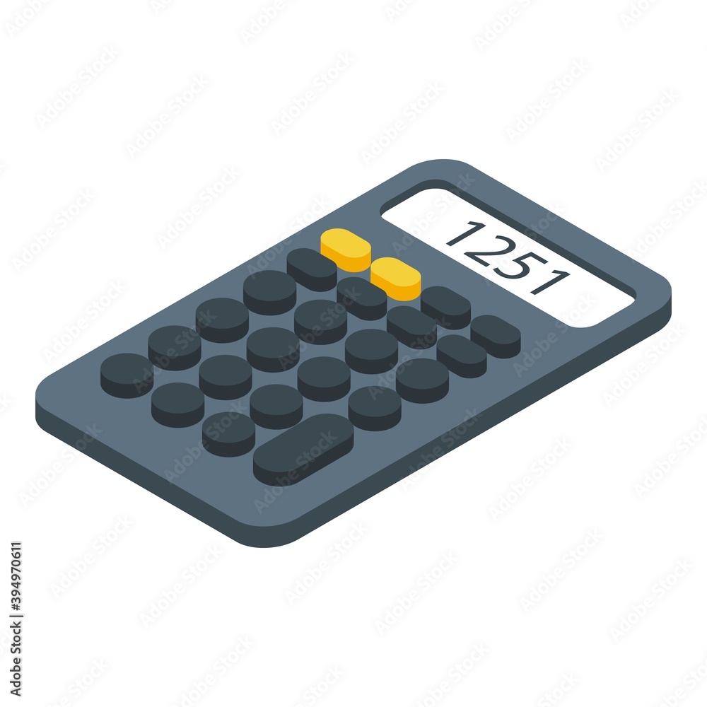 Report calculator icon. Isometric of report calculator vector icon for web design isolated on white background Report calculator icon. Isometric of report calculator vector icon for web design isolated on white background