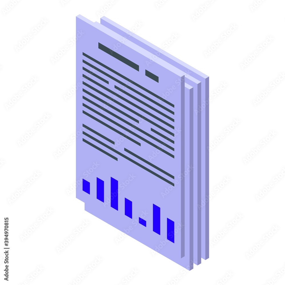 Report papers icon. Isometric of report papers vector icon for web design isolated on white background Report papers icon. Isometric of report papers vector icon for web design isolated on white background