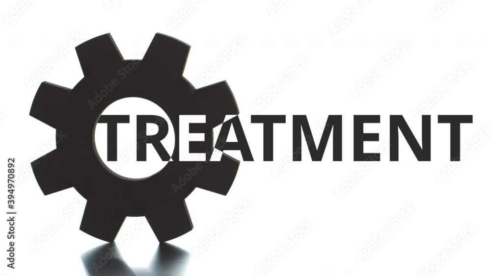 TREATMENT black and white text pops up from the cogwheel TREATMENT black and white text pops up from the cogwheel