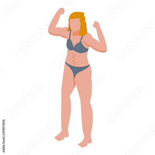 Woman bodybuilding icon. Isometric of woman bodybuilding vector icon for web design isolated on white background