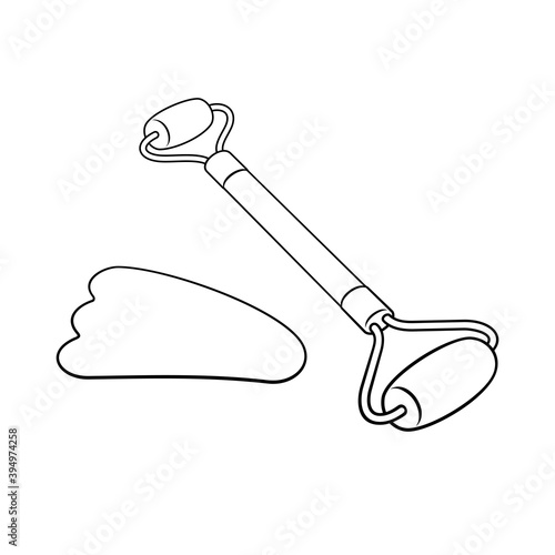 Massage jade roller gua sha scraper vector illustration