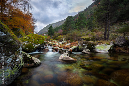 Autumn colors in the Glacier Valley of Zerere River in Manteigas, Serra da Estrela, Portugal photo