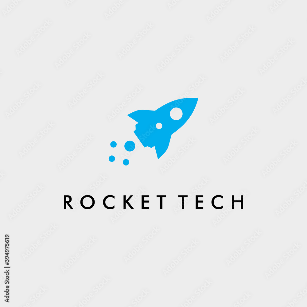 Obraz premium Blue rocket technology modern logo design
