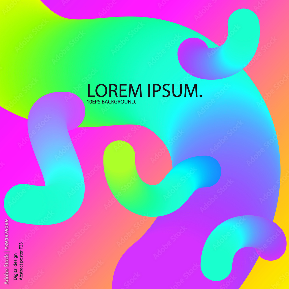 Fototapeta premium Cover with fluid geometric pattern. Stylish colorful background. Applicable for Banners, Placards, Posters, Flyers. Eps10 vector template.