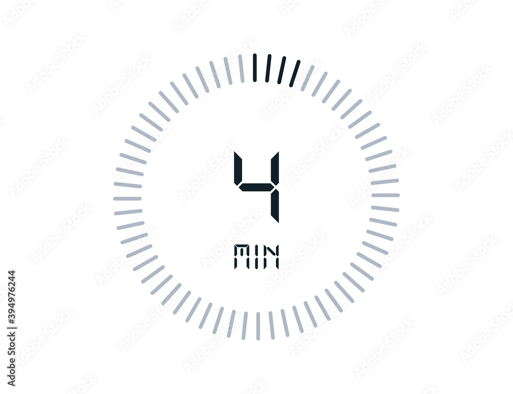 4 minutes timers Clocks, Timer 4 min icon Stock Vector | Adobe Stock