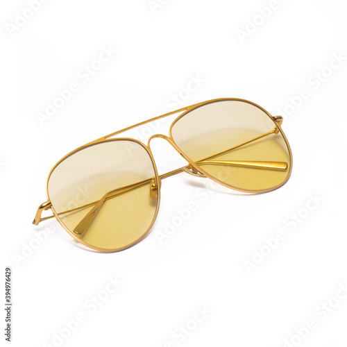 Fashion sunglasses with modern design on white background