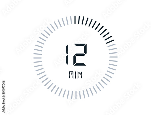 12 minutes timers Clocks, Timer 12 min icon Stock Vector | Adobe Stock