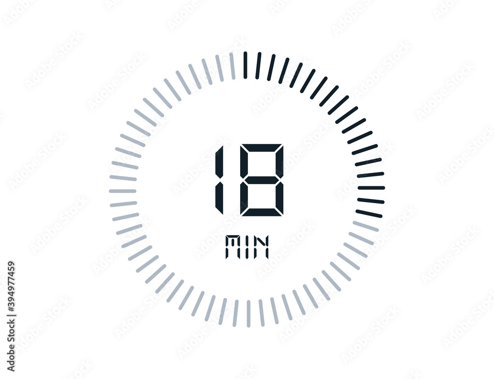 Vecteur Stock 18 minutes timers Clocks, Timer 18 min icon | Adobe Stock
