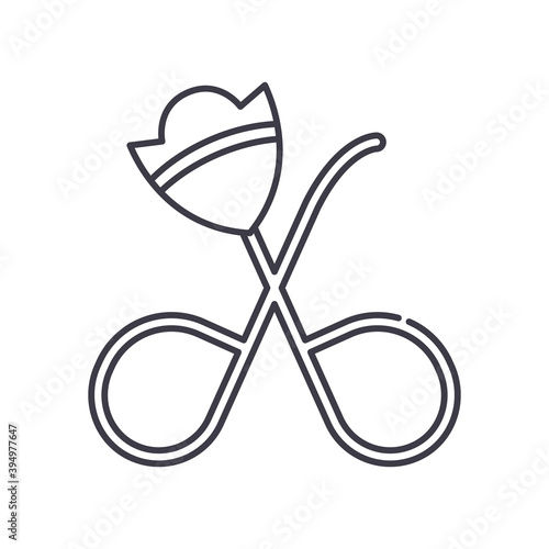 Eyelash curlers icon, linear isolated illustration, thin line vector, web design sign, outline concept symbol with editable stroke on white background.