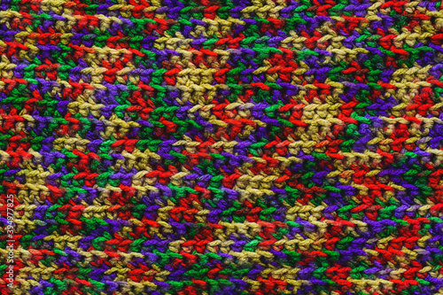 threads background  a close-up of a multi-colored wool knitted sweater