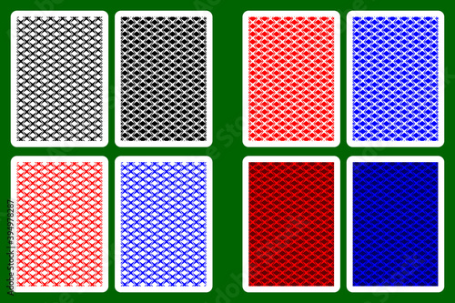 Playing Card Back Designs - Four-pointed star pattern, vector set,