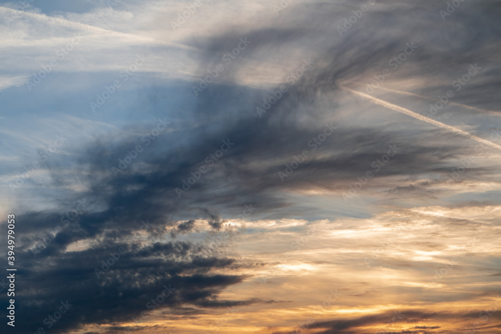 Fototapeta premium dramatic blue sky sunset sunrise with clouds 