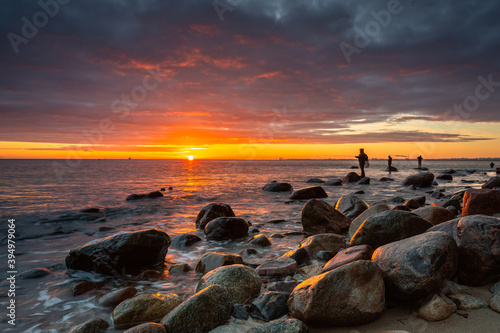 Amazing landscape of the beach at Orlowo cliff at sunrise  Gdynia. Poland