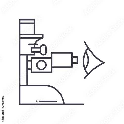 Eye test icon, linear isolated illustration, thin line vector, web design sign, outline concept symbol with editable stroke on white background.