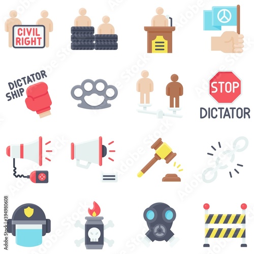 Protest related vector icon set 2, flat style