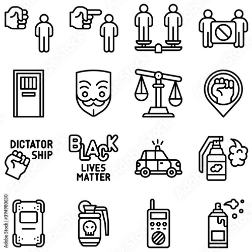 Protest related vector icon set 1, line style