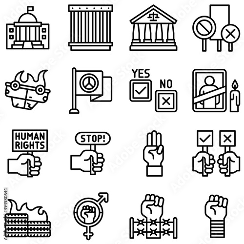 Protest related vector icon set 4, line style