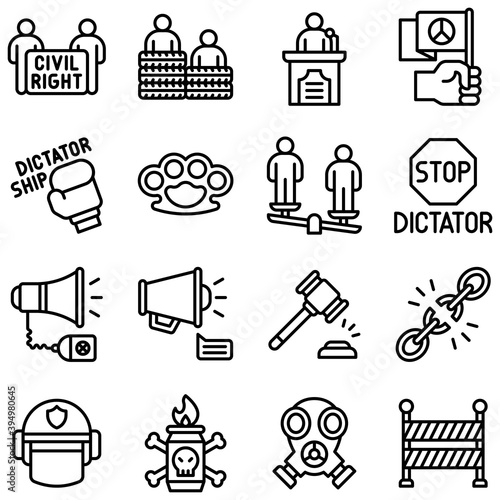 Protest related vector icon set 2, line style