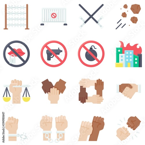 Protest related vector icon set 3, flat style
