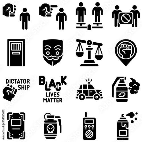 Protest related vector icon set 1, solid style