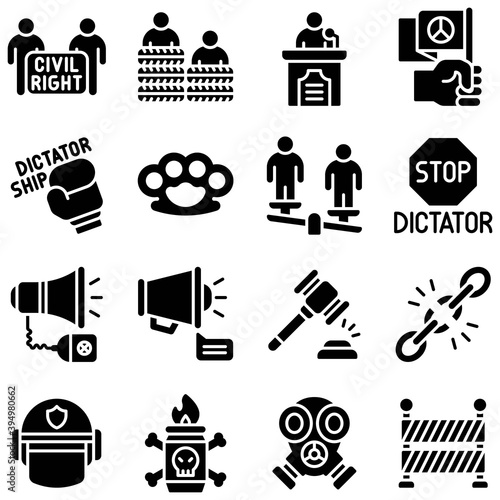 Protest related vector icon set 2, solid style