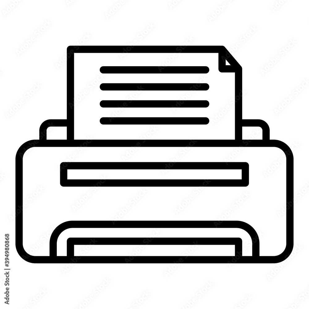 Printing report icon. Outline printing report vector icon for web design isolated on white background Printing report icon. Outline printing report vector icon for web design isolated on white background