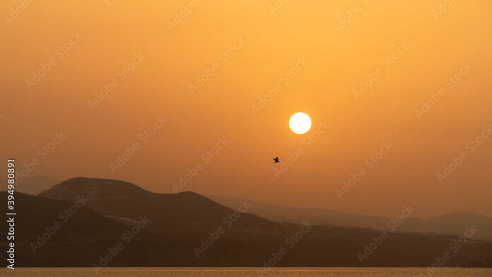 Sunset in the canteras beach in Las palmas city Sunset in the canteras beach in Las palmas city