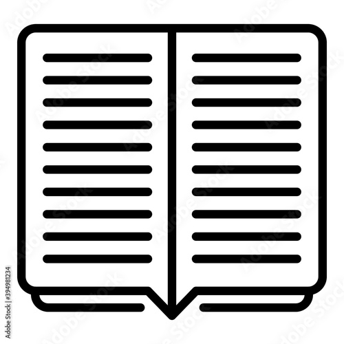 Open book report icon. Outline open book report vector icon for web design isolated on white background