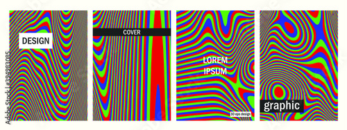 Set of distorted screen multicolor covers. 10 eps vector design. Template for design, brochure, web, advertising banner etc. 