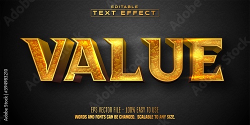 Value text, golden style editable text effect