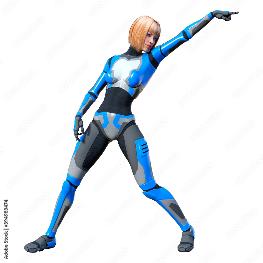 3D Rendering Female Robot on White 3D Rendering Female Robot on White