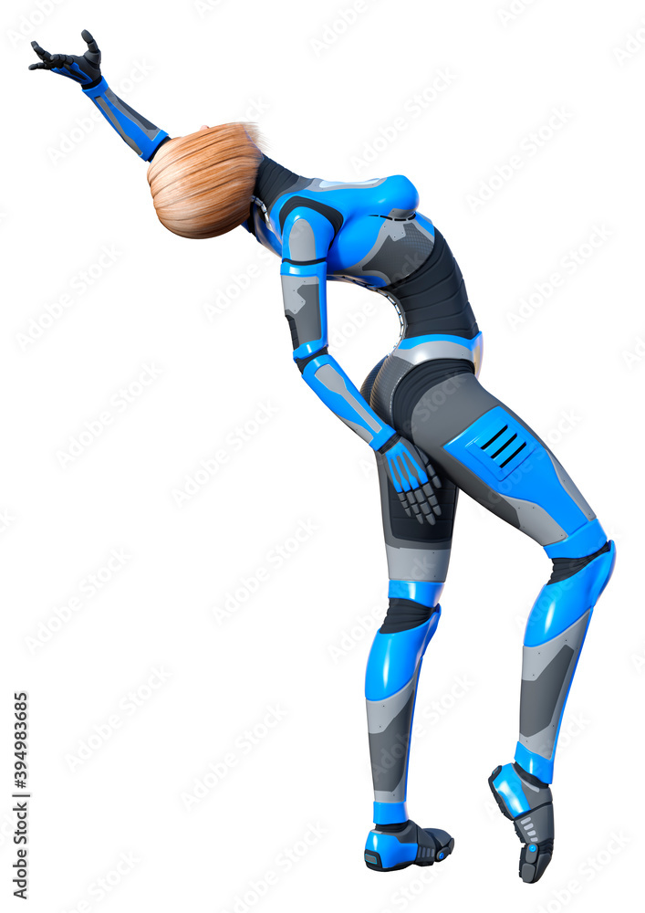 3D Rendering Female Robot on White 3D Rendering Female Robot on White