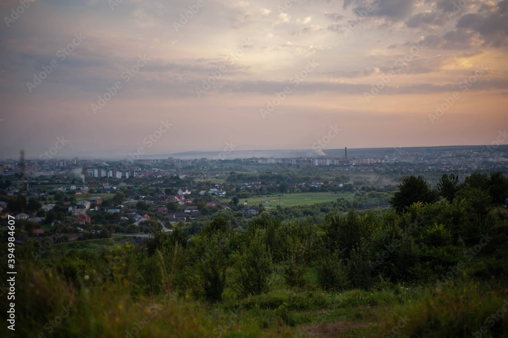 sunset over the city