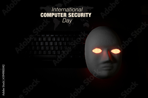 keyboard and red eye masked, International Computer Securtiy day concept